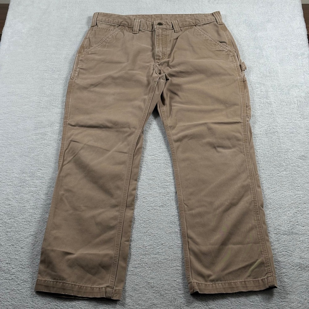 Carhartt 100135 Relaxed Fit Carpenter Pants Mens 34x30 Dark Khaki Cotton Canvas